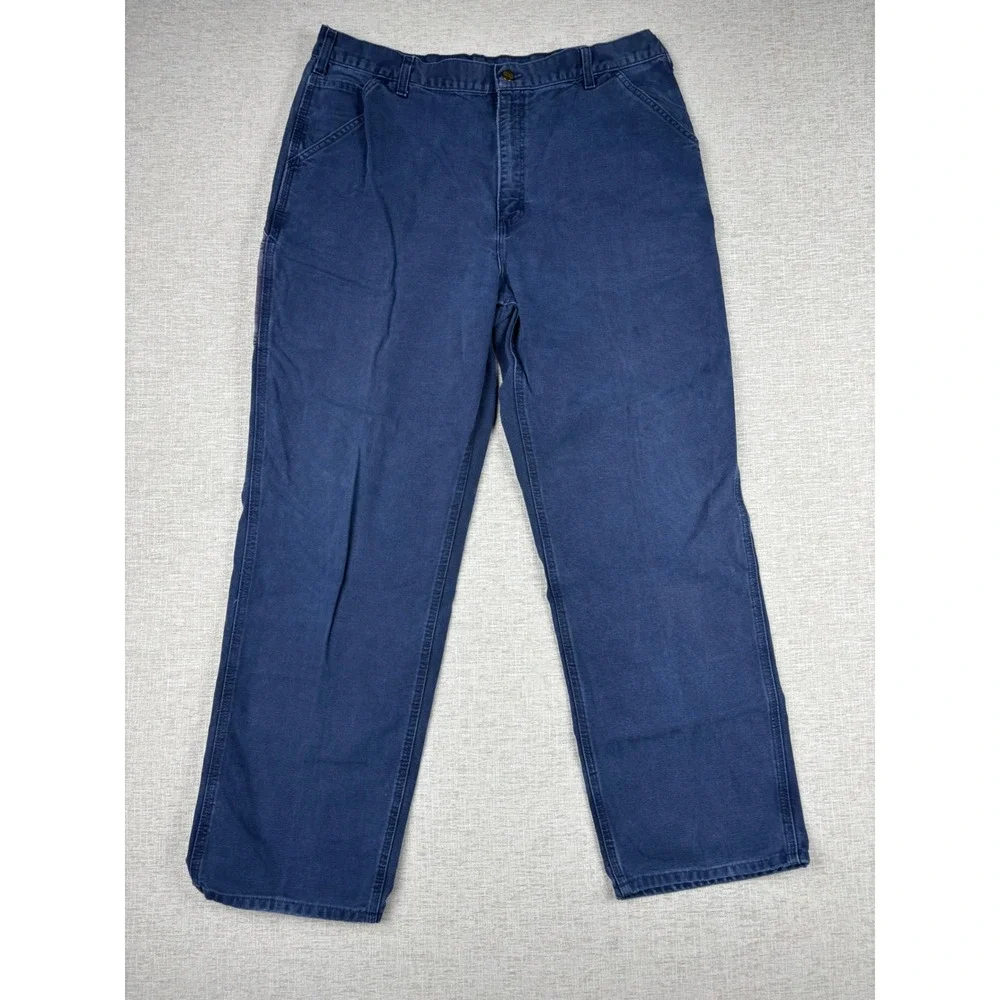 Carhartt B11 MDT Mens 40x34 Midnight Blue Washed Duck Work Dungarees Pants